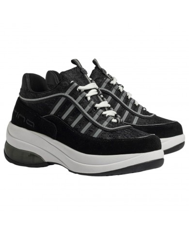 Sneakers Fornarina Glam Donna Platform Leather Black