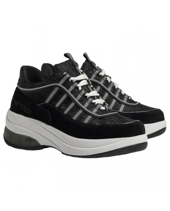 Sneakers Fornarina Glam Donna Platform Leather Black