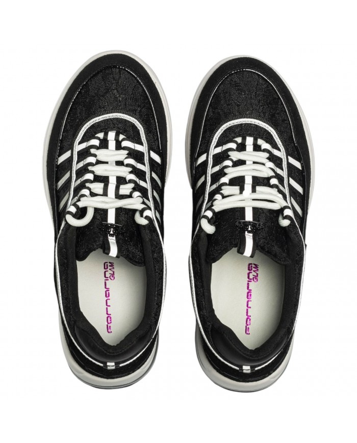 Sneakers Fornarina Glam Donna Platform Leather Black