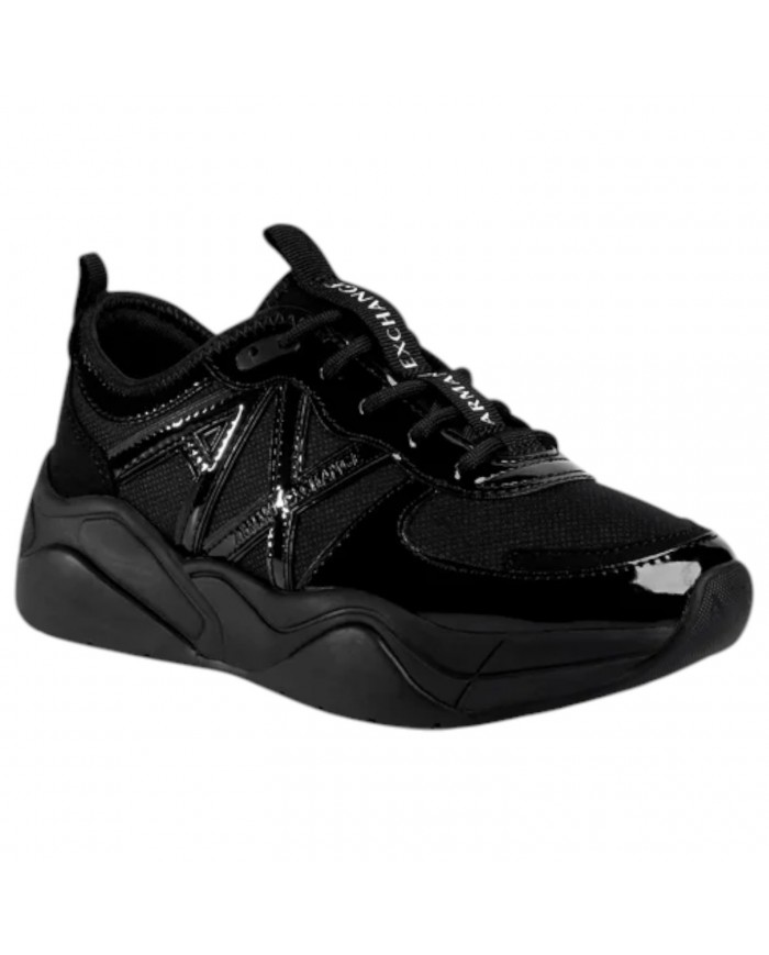 Sneaker Donna Armani Exchange Chunky Logata Mesh Leather Black
