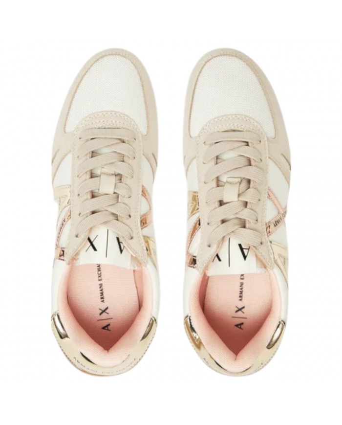 Sneaker Donna Armani Exchange Logata Mesh Suede Light Mirage Light Rose