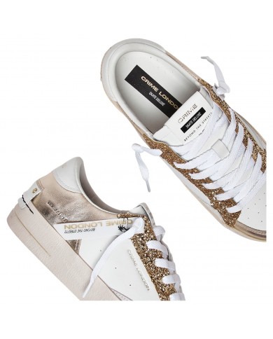 Sneaker Donna Crime London Sk8 Deluxe Heel Suede Leather Platinum Glam