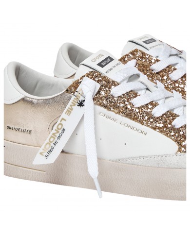 Sneaker Donna Crime London Sk8 Deluxe Heel Suede Leather Platinum Glam