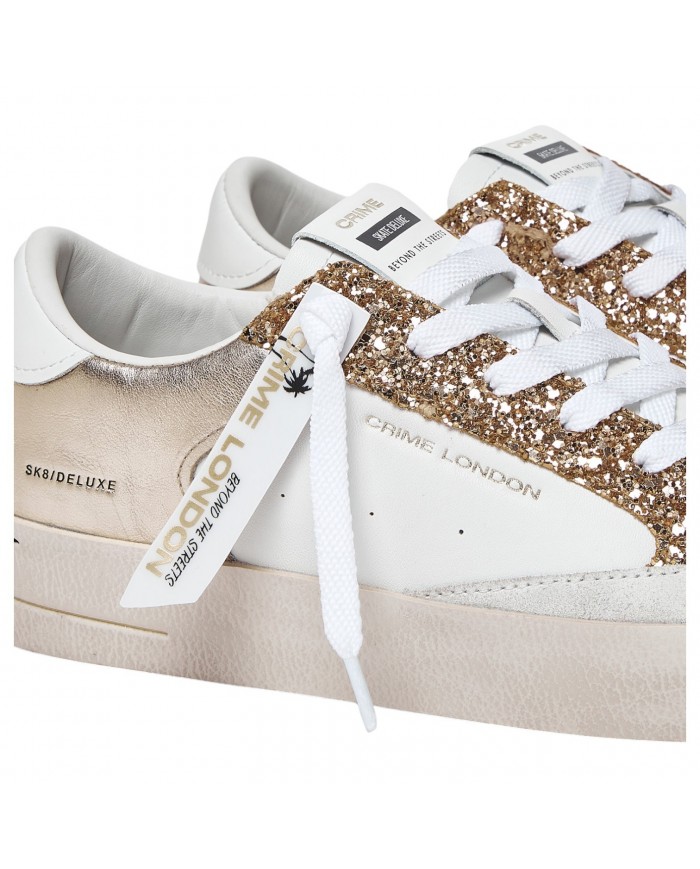 Sneaker Donna Crime London Sk8 Deluxe Heel Suede Leather Platinum Glam