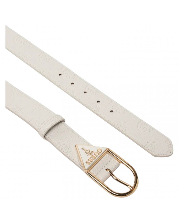 Cintura Donna Guess Cresidia 4G Logo Peony Leather Off White