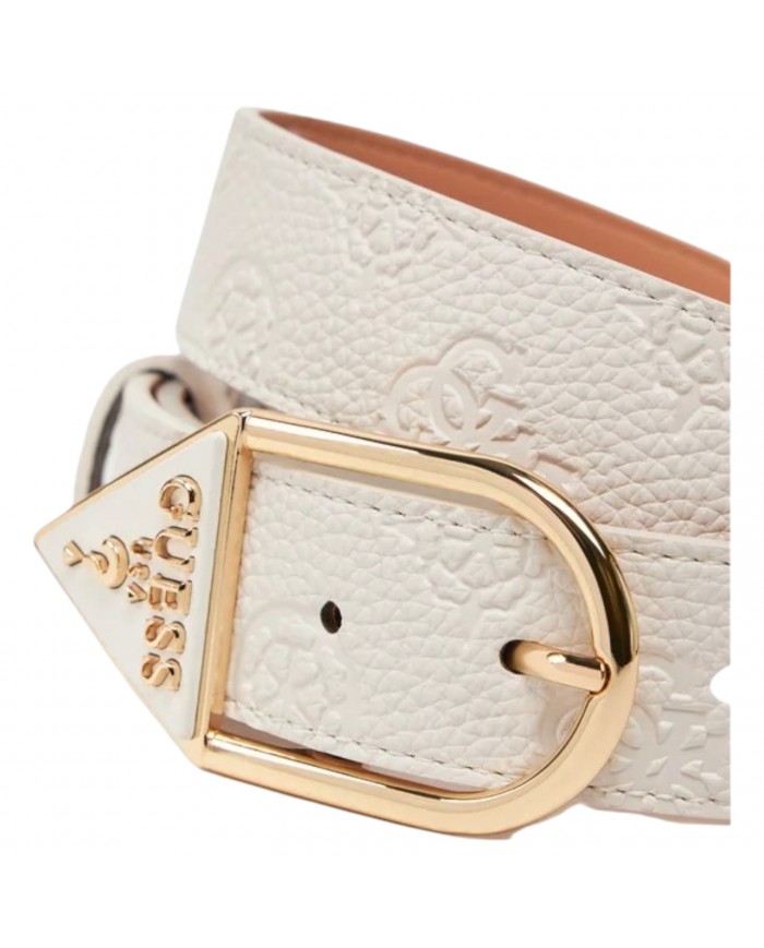 Cintura Donna Guess Cresidia 4G Logo Peony Leather Off White
