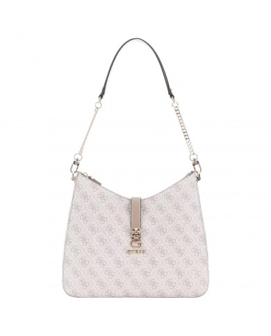 Borsa A Spalla Donna Guess Zamira 4G Logo Leather Dark Taupe