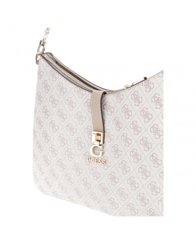 Borsa A Spalla Donna Guess Zamira 4G Logo Leather Dark Taupe