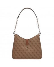 Borsa A Spalla Donna Guess Zamira 4G Logo Leather Latte