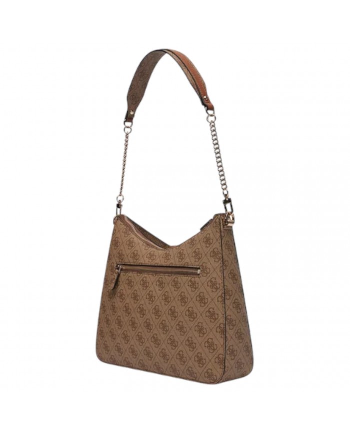 Borsa A Spalla Donna Guess Zamira 4G Logo Leather Latte