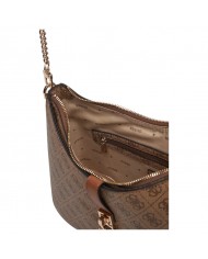 Borsa A Spalla Donna Guess Zamira 4G Logo Leather Latte