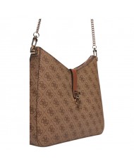 Borsa A Spalla Donna Guess Zamira 4G Logo Leather Latte