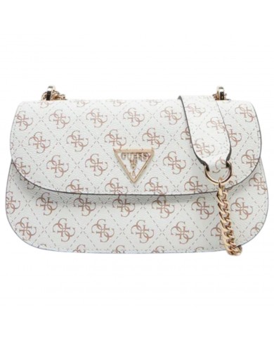 Shoulder Bag Donna Guess Eco Erica 4G Logo Leather Cream