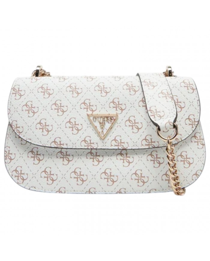 Shoulder Bag Donna Guess Eco Erica 4G Logo Leather Cream