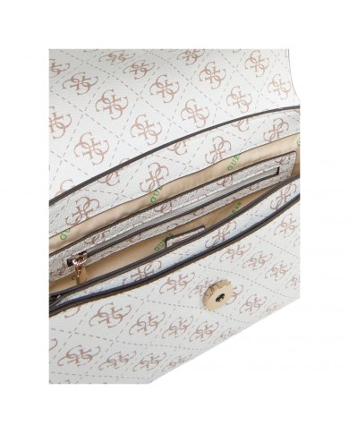 Shoulder Bag Donna Guess Eco Erica 4G Logo Leather Cream