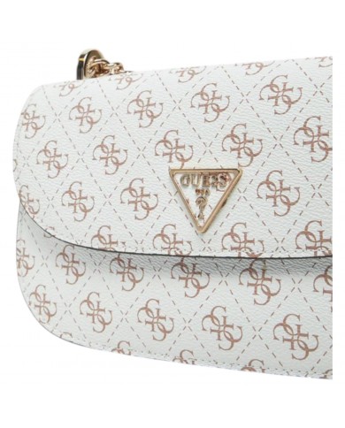 Shoulder Bag Donna Guess Eco Erica 4G Logo Leather Cream