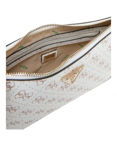 Shoulder Bag Donna Guess Eco Erica 4G Logo Leather Cream