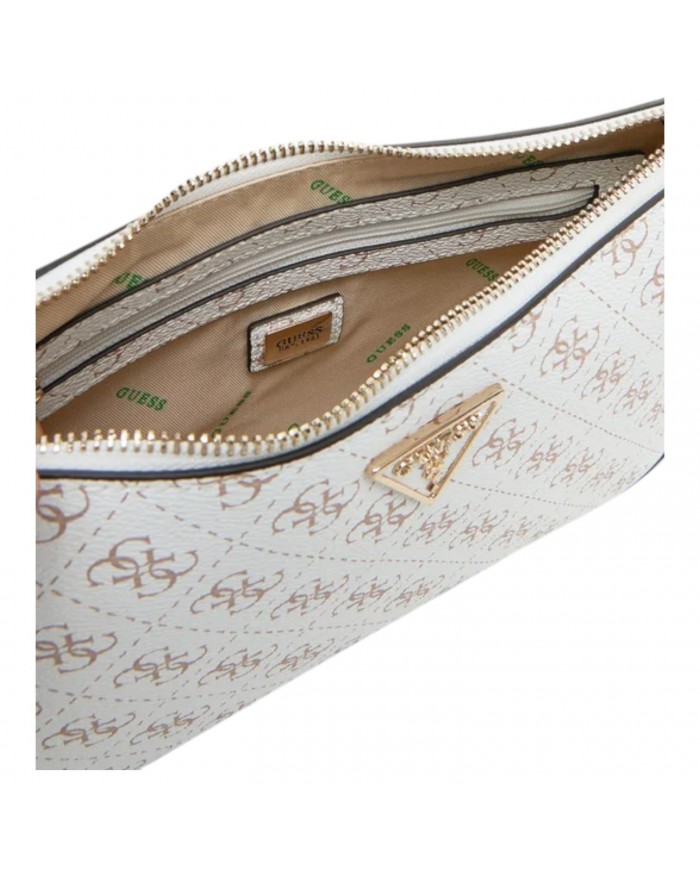 Shoulder Bag Donna Guess Eco Erica 4G Logo Leather Cream