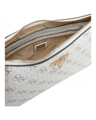 Shoulder Bag Donna Guess Eco Erica 4G Logo Leather Cream