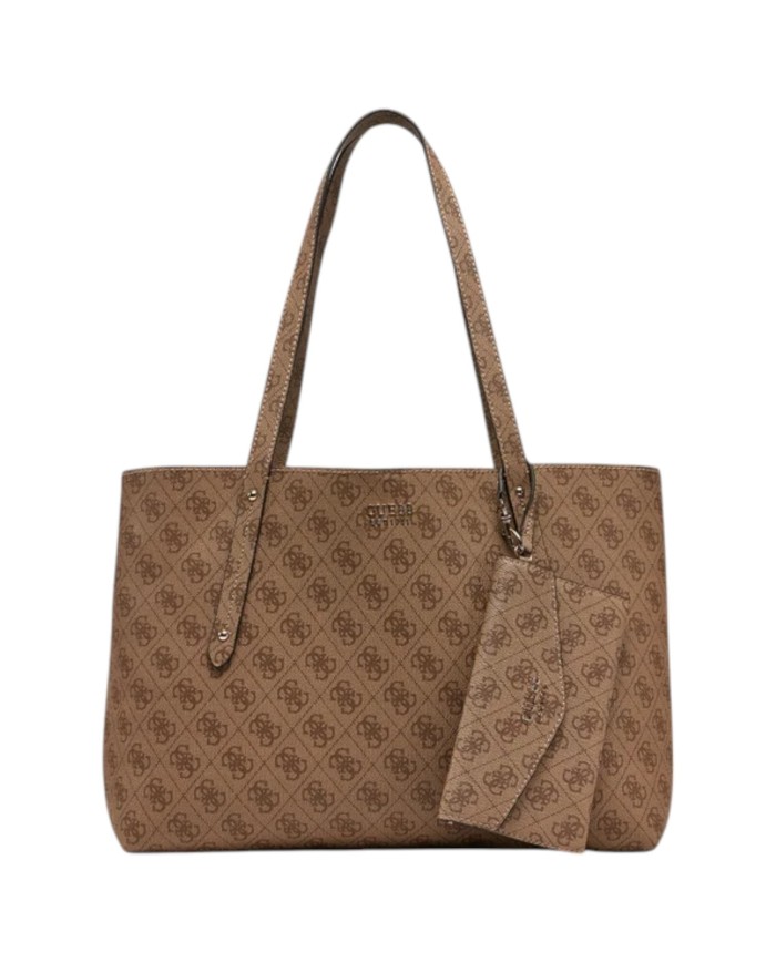 Shopper Donna Guess Brenton Con Pochette 4G Logo Leather Latte