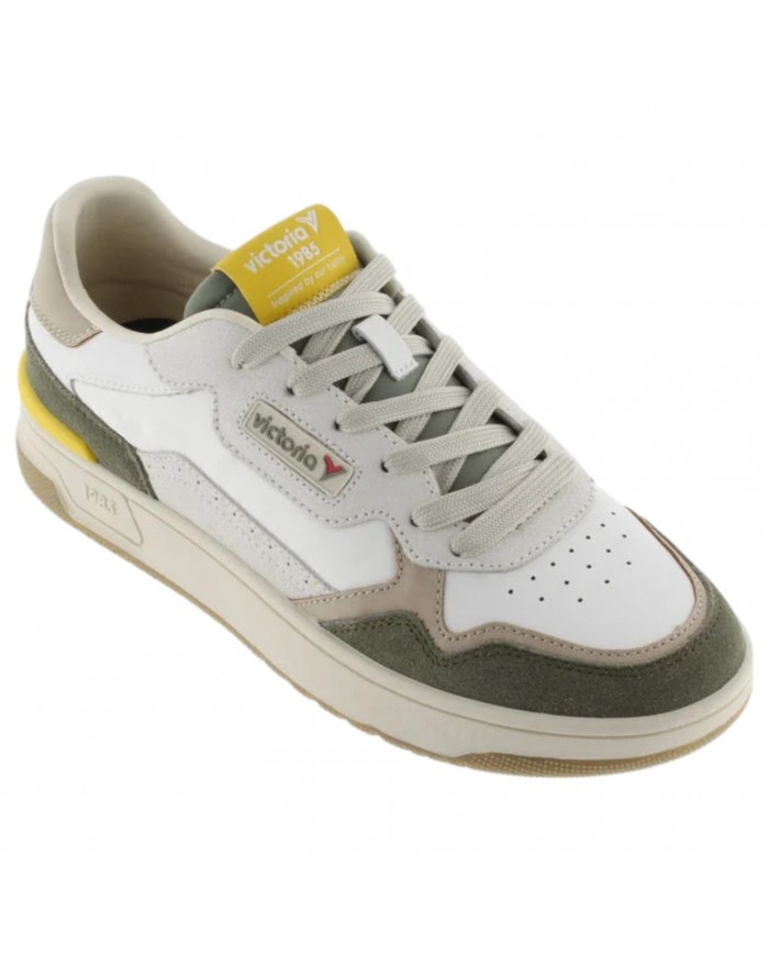 Sneakers Uomo Victoria Patch Logo Leather Kaki Multicolor
