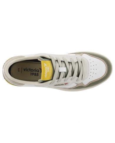 Sneakers Uomo Victoria Patch Logo Leather Kaki Multicolor