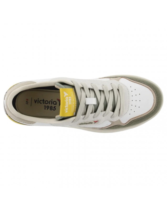 Sneakers Uomo Victoria Patch Logo Leather Kaki Multicolor