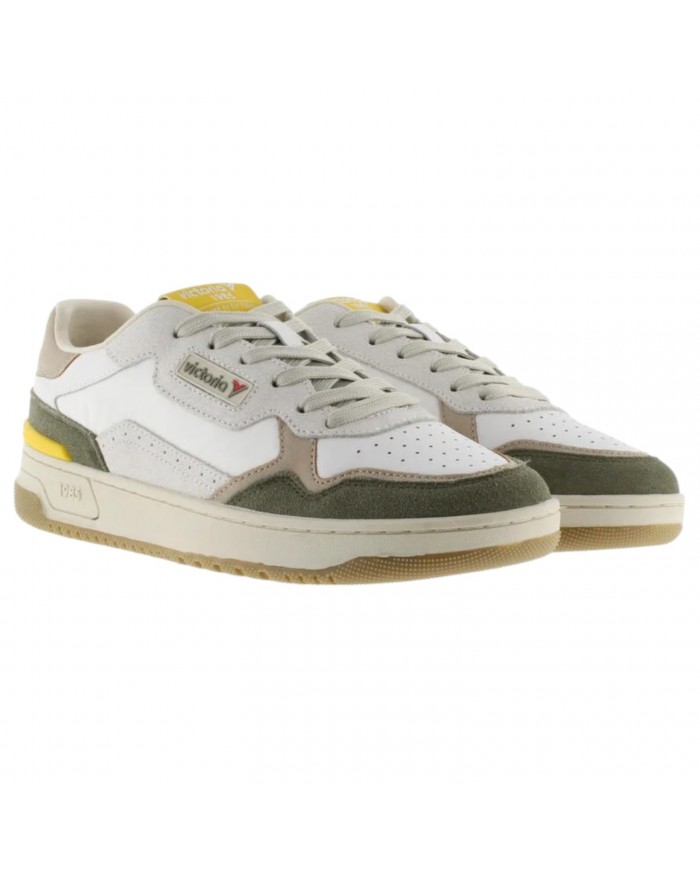 Sneakers Uomo Victoria Patch Logo Leather Kaki Multicolor
