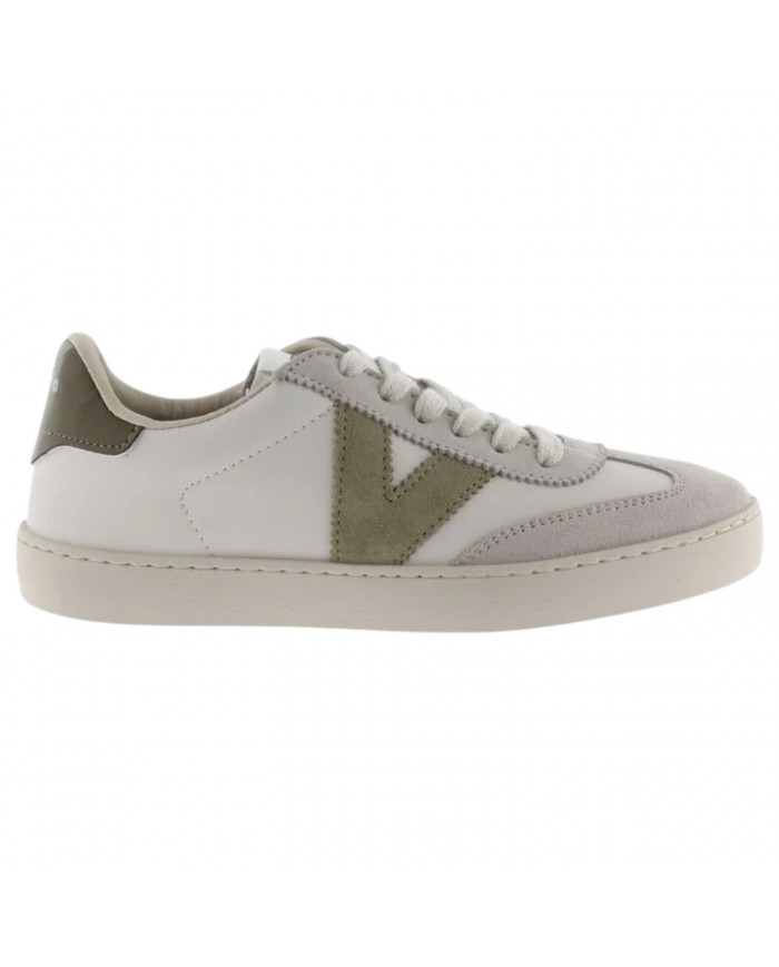 Sneakers Uomo Victoria V Logo Leather White Safari Green