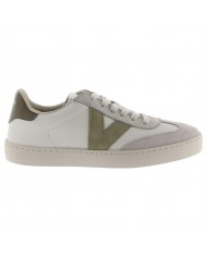 Sneakers Uomo Victoria V Logo Leather White Safari Green