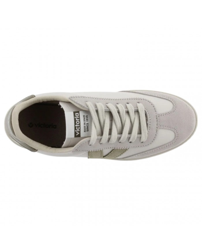 Sneakers Uomo Victoria V Logo Leather White Safari Green