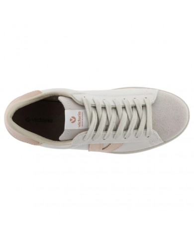 Sneakers Donna Victoria V Logo Leather White Cuarzo