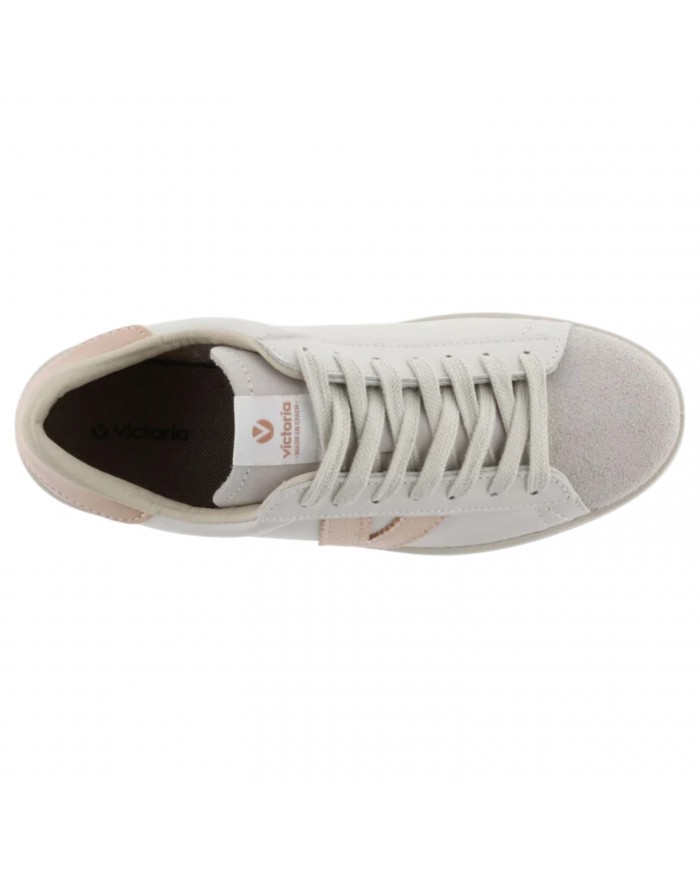 Sneakers Donna Victoria V Logo Leather White Cuarzo