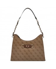 Shoulder Bag Donna Guess Izzy 4G Logo Leather Latte