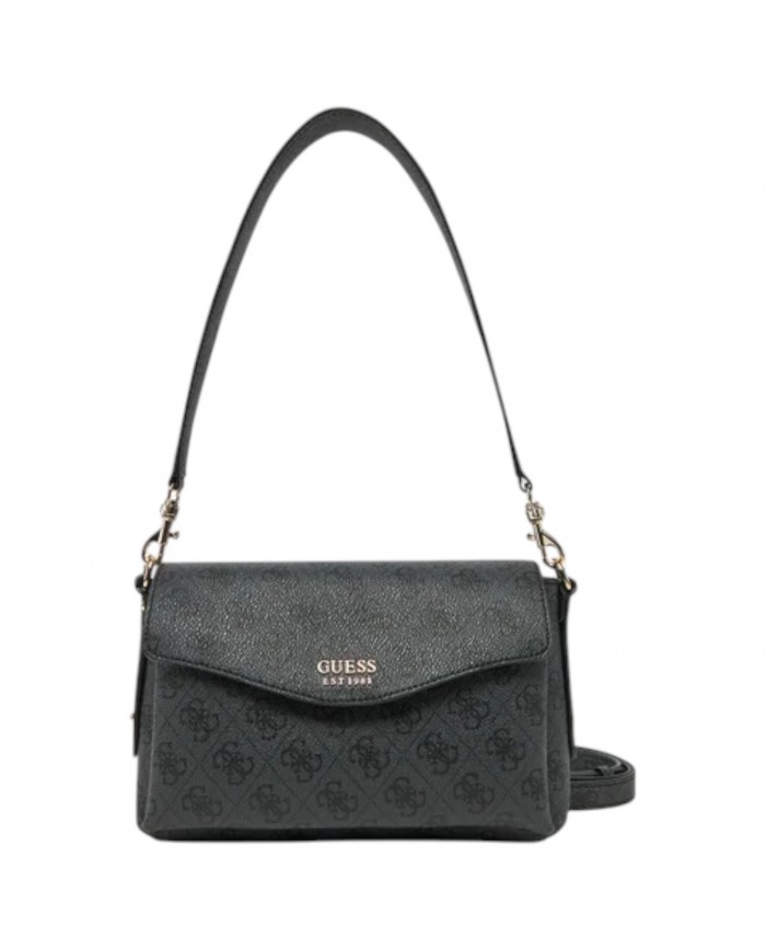Tracolla Donna Guess Brenton Line Logo Leather Coal
