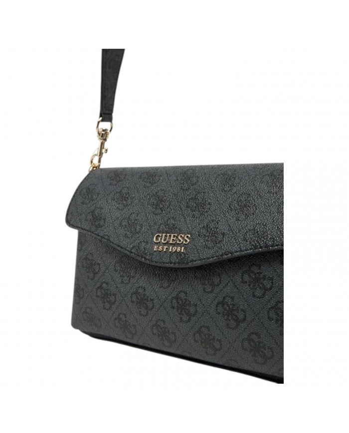 Tracolla Donna Guess Brenton Line Logo Leather Coal