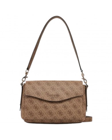 Tracolla Donna Guess Brenton Line Logo Leather Latte