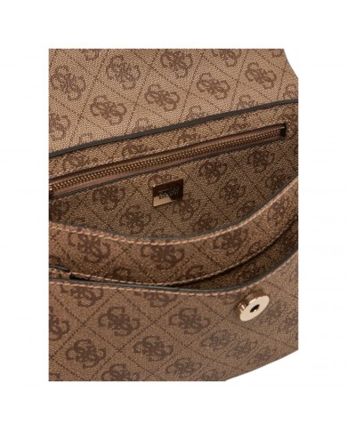Tracolla Donna Guess Brenton Line Logo Leather Latte