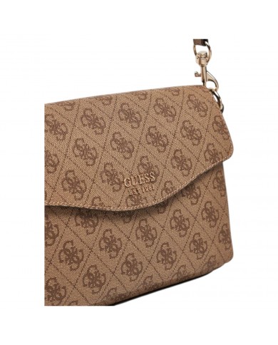 Tracolla Donna Guess Brenton Line Logo Leather Latte