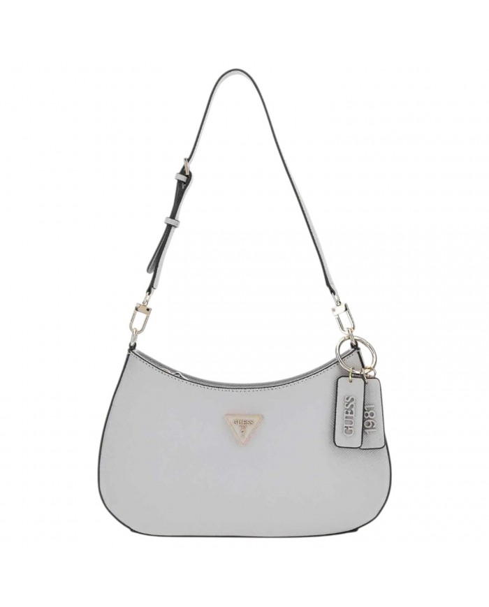 Borsa A Spalla Donna Guess Noelle Tracolla Saffiano Leather Lavender Grey