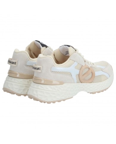 Sneaker Donna No Name Logo Mesh Suede Ivoire Dove Sand