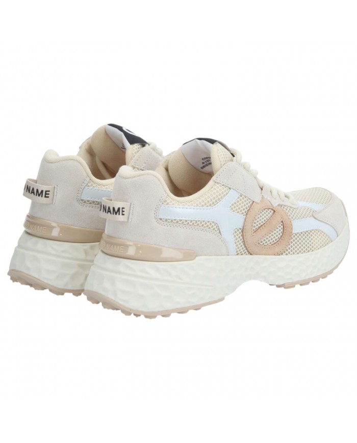 Sneaker Donna No Name Logo Mesh Suede Ivoire Dove Sand