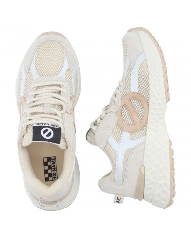Sneaker Donna No Name Logo Mesh Suede Ivoire Dove Sand