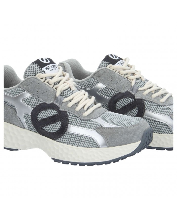 Sneaker Uomo No Name Carter Logo Mesh Suede Light Grey