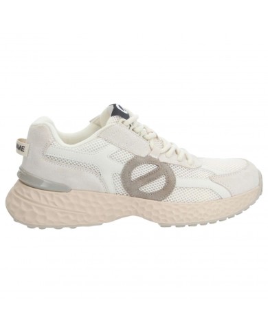 Sneaker Uomo No Name Carter Logo Mesh Suede Dove White Taupe