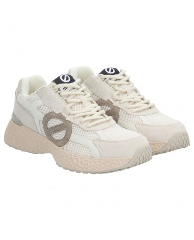 Sneaker Uomo No Name Carter Logo Mesh Suede Dove White Taupe