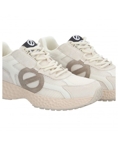 Sneaker Uomo No Name Carter Logo Mesh Suede Dove White Taupe