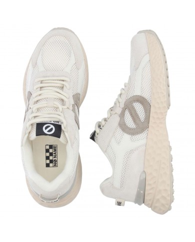 Sneaker Uomo No Name Carter Logo Mesh Suede Dove White Taupe