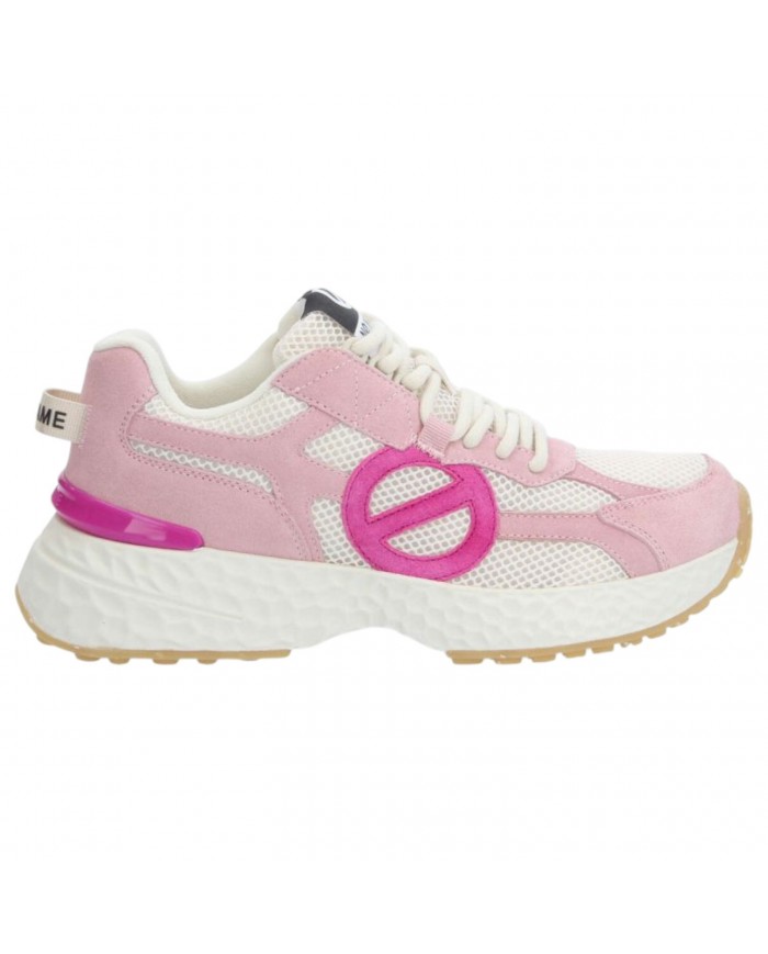 Sneaker Donna No Name Logo Mesh Suede Dove Pink Fuxia