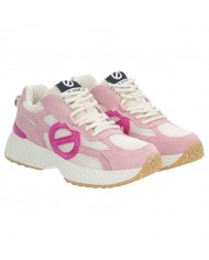 Sneaker Donna No Name Logo Mesh Suede Dove Pink Fuxia